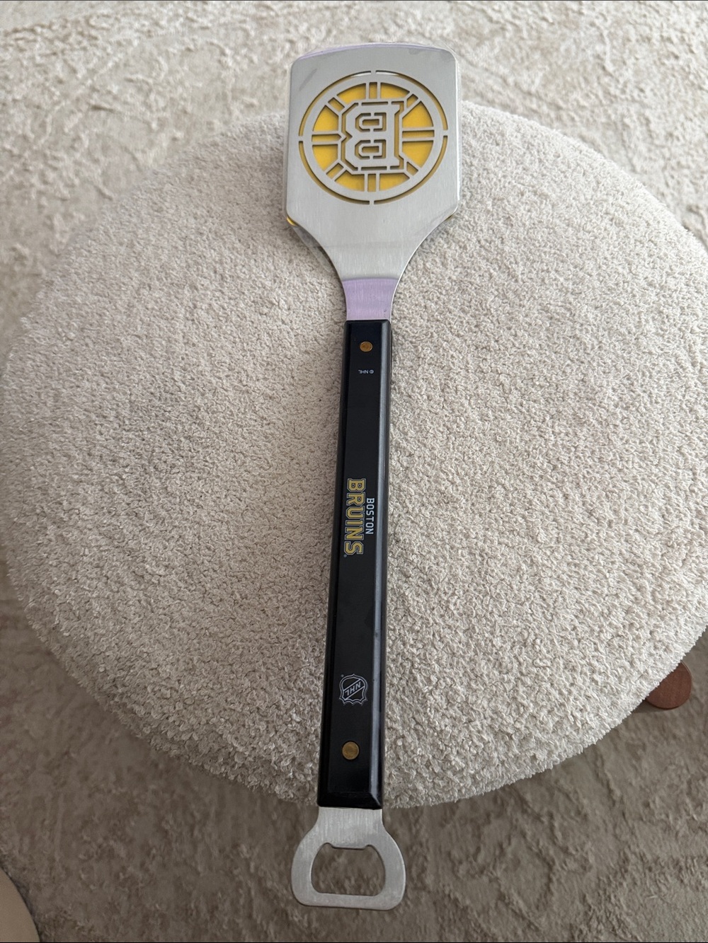 Boston Bruins Metal Spatula Bottle Opener - Black & Yellow